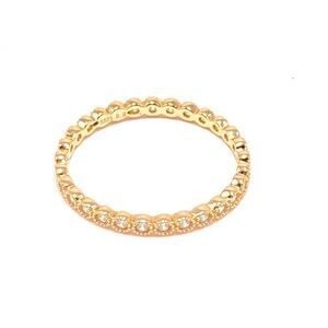 18k Rose Gold Plated Sterling Silver Cubic Zirconia Eternity Ring Size 5
